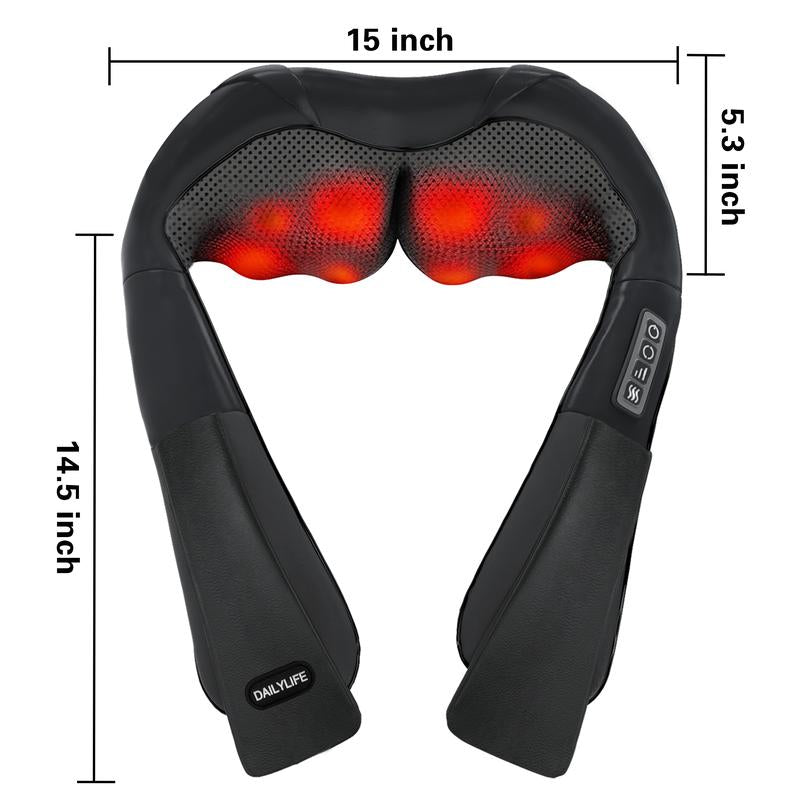 DAILYLIFE Shiatsu Neck and Back Massager - Electric Shoulder Massage Pillow for Ultimate Relaxation and Muscle Relief for Neck, Back, Shoulder, Foot, Leg - Perfect Gift for Everyone!